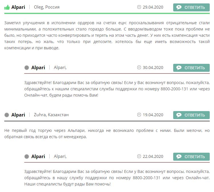 alpari отзывы клиентов 