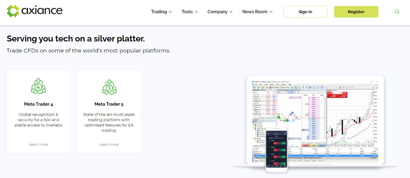 Торговые платформы брокера Axiance