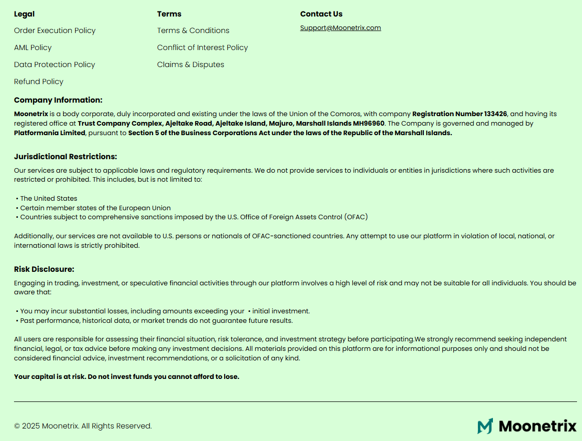 Plateforme de trading Moonetrix